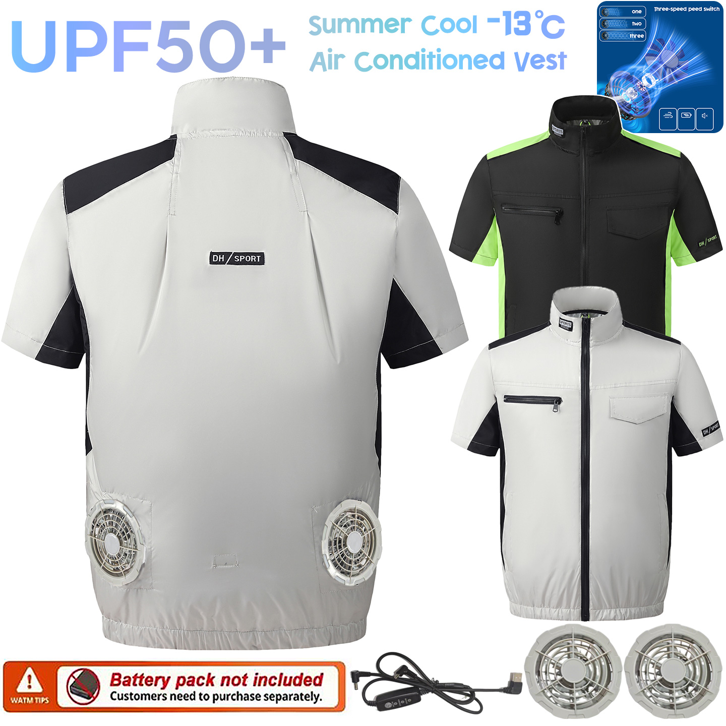 Fishing Vest Jacket - Colete de Resfriamento com Ventilador para