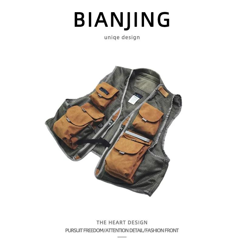 Fishing Vest Jacket - Jaqueta de trabalho masculina estilo americano